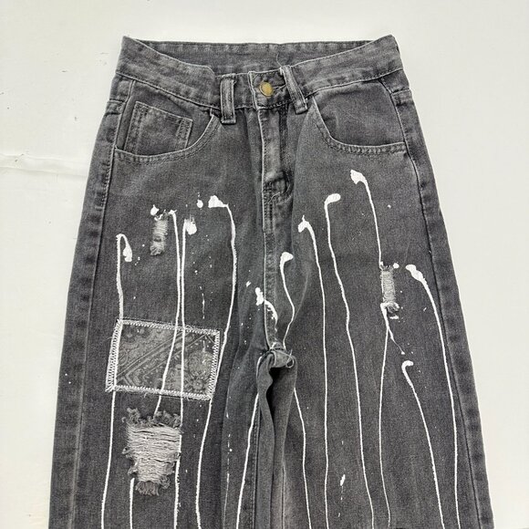 Unbranded Distressed Baggy Women's size S Gray Denim Jeans - Picture 2 of 5